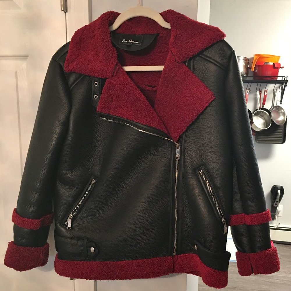 SAM EDELMAN VEGAN LEATHER BOMBER JACKET